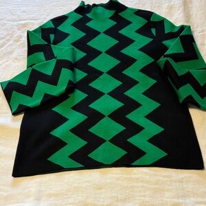 Investment Green and Black Zigzag Sweater
